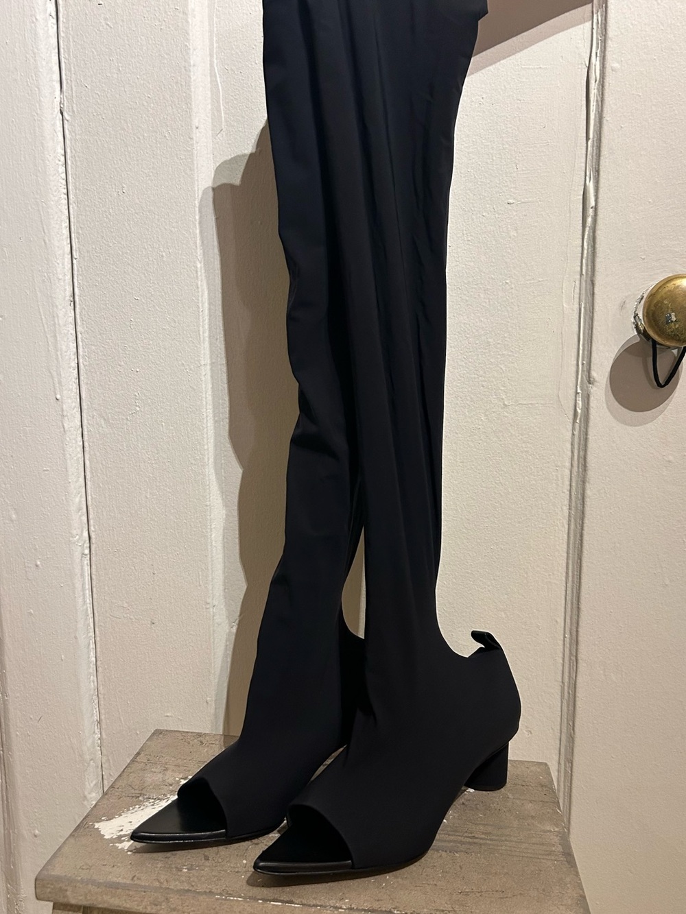 Jil Sander Black Open-Toe Stretch Sock Boots